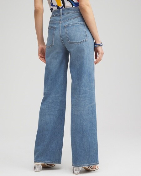 Shop Chico's High Rise Wide Leg Jeans In Dark Wash Denim Size 0/2 |  In Lavish Red