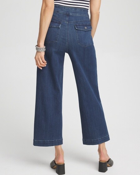 Shop Chico's Pull-on Wide Leg Ankle Jeans In Medium Wash Denim Size 8 |