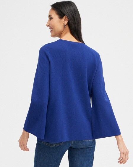 Shop Chico's Gem Embellished Flare Sleeve Sweater In Blue Size 4/6 |