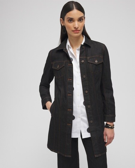 Shop Chico's Denim Topper Jacket In Black Size Small |