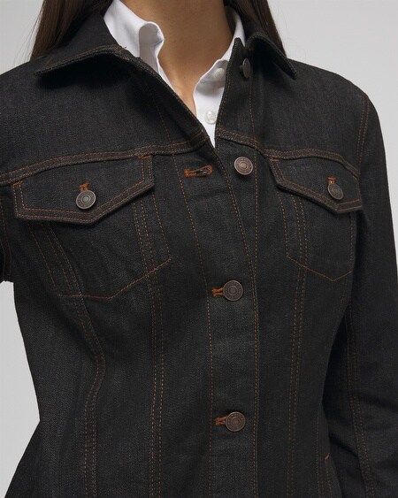 Shop Chico's Denim Topper Jacket In Black Size Small |