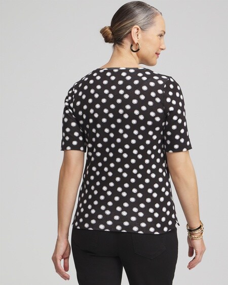 Shop Chico's Polka Dot Everyday Elbow Sleeve Tee In Black Size 8/10 |