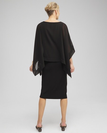 Shop Chico's Wrinkle-free Travelers Chiffon Overlay Dress In Black Size 12/14 |  Travel Clothing