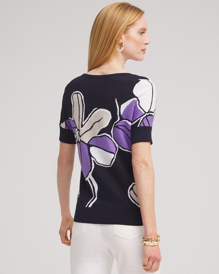 Shop Chico's Floral Dolman Pullover Sweater In Parisian Purple Size 8/10 |