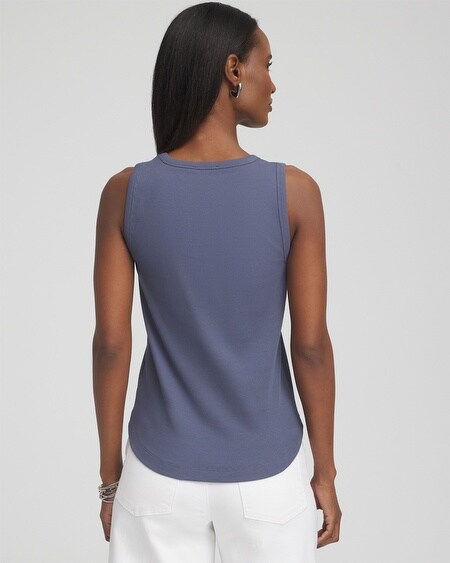 Shop Chico's Ribbed High Neck Tank Top In Oceano Size 16/18 |