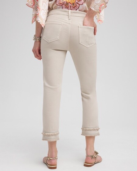 Shop Chico's Girlfriend Embellished Fray Cropped Jeans In Light Tan Size 10 |