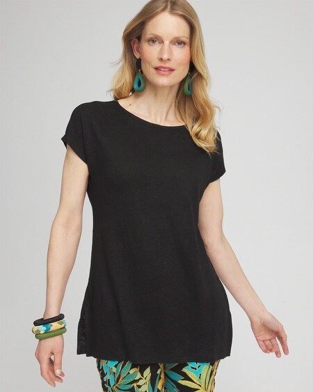 Shop Chico's Linen Tunic Top In Black Size 8/10 |