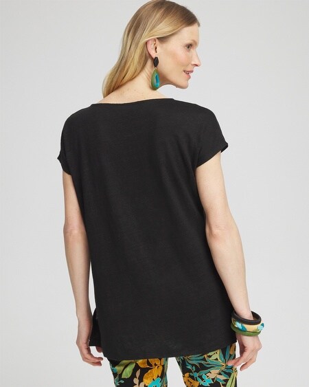 Shop Chico's Linen Tunic Top In Black Size 8/10 |