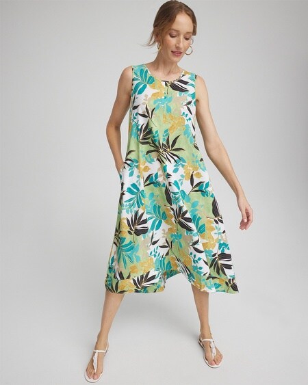 Shop Chico's Upf Sun Protection Sleeveless Leaves Dress In Oceano Size 10 |  Zenergy Activewear