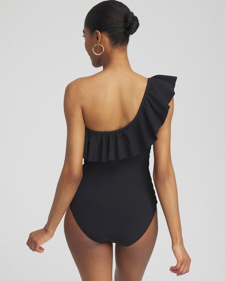 Shop Chico's Gottex One Shoulder One Piece Swimsuit In Black Size 10 |