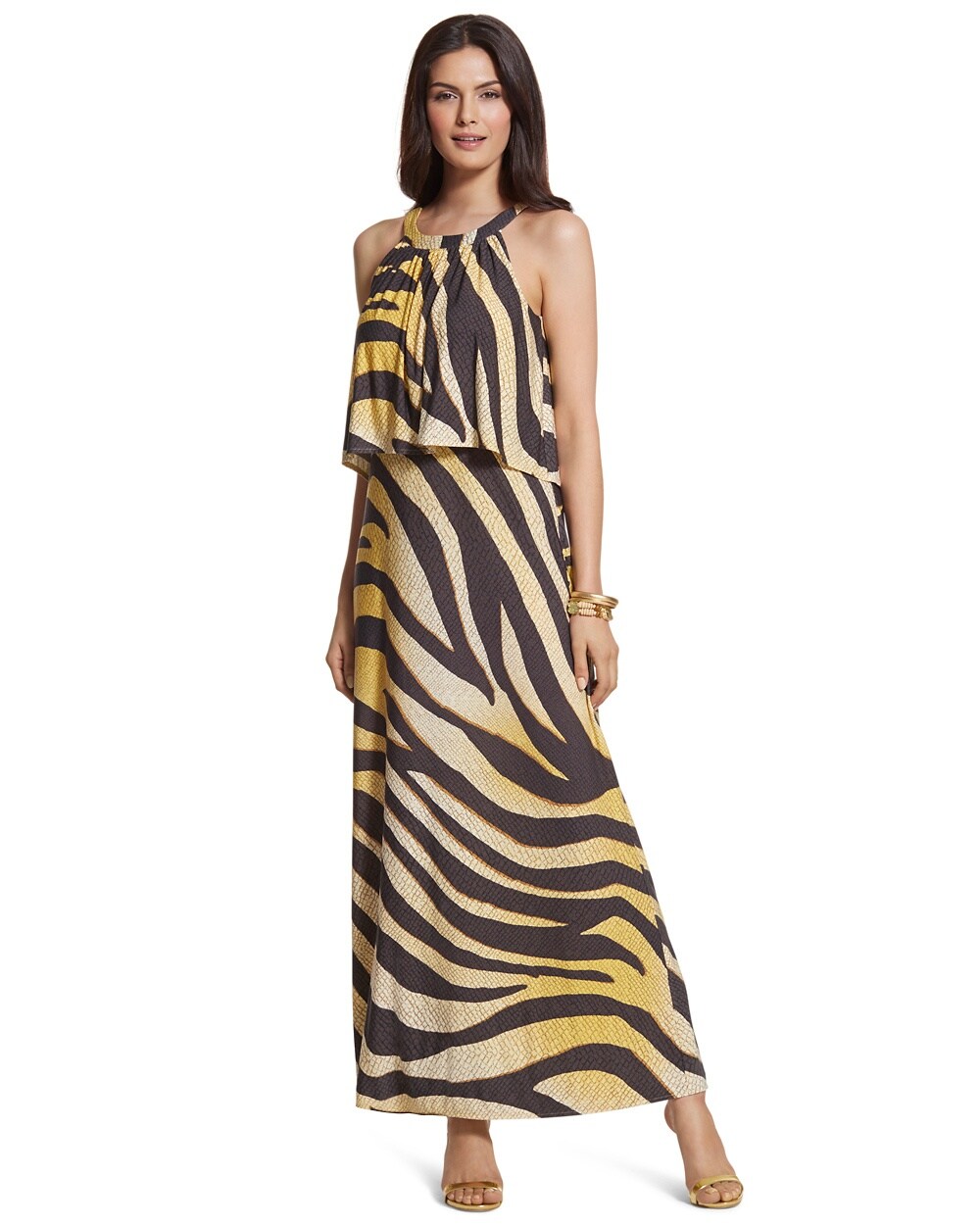 Golden Zebra-Print Maxi Dress - Chicos