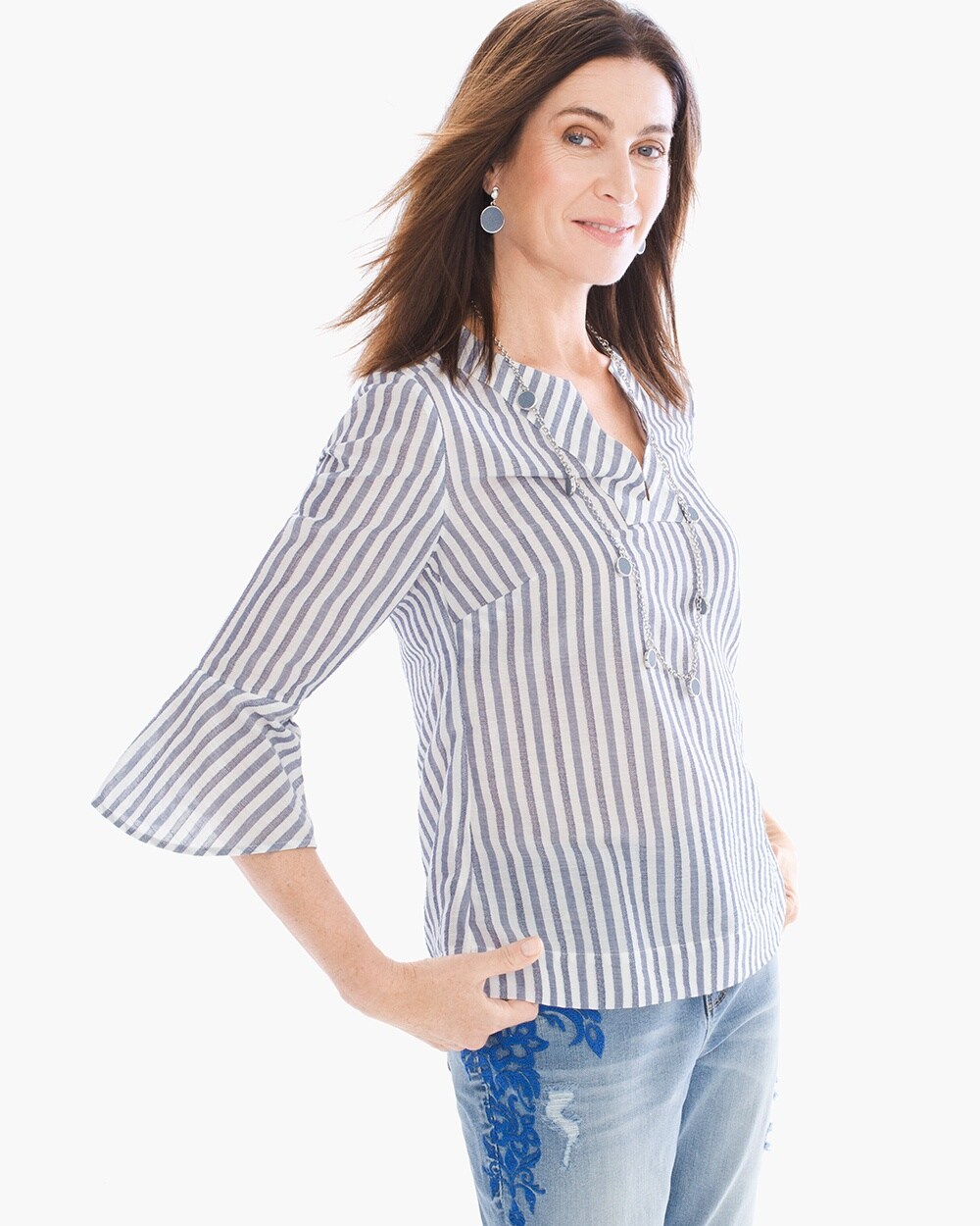Striped Flare-Sleeve Top - Chico's