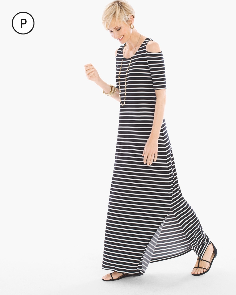 Petite striped hotsell maxi dress