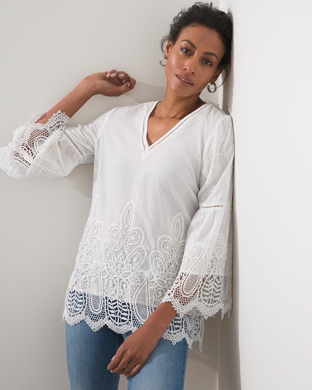 Embroidered Lace Cutout Top - Chico's