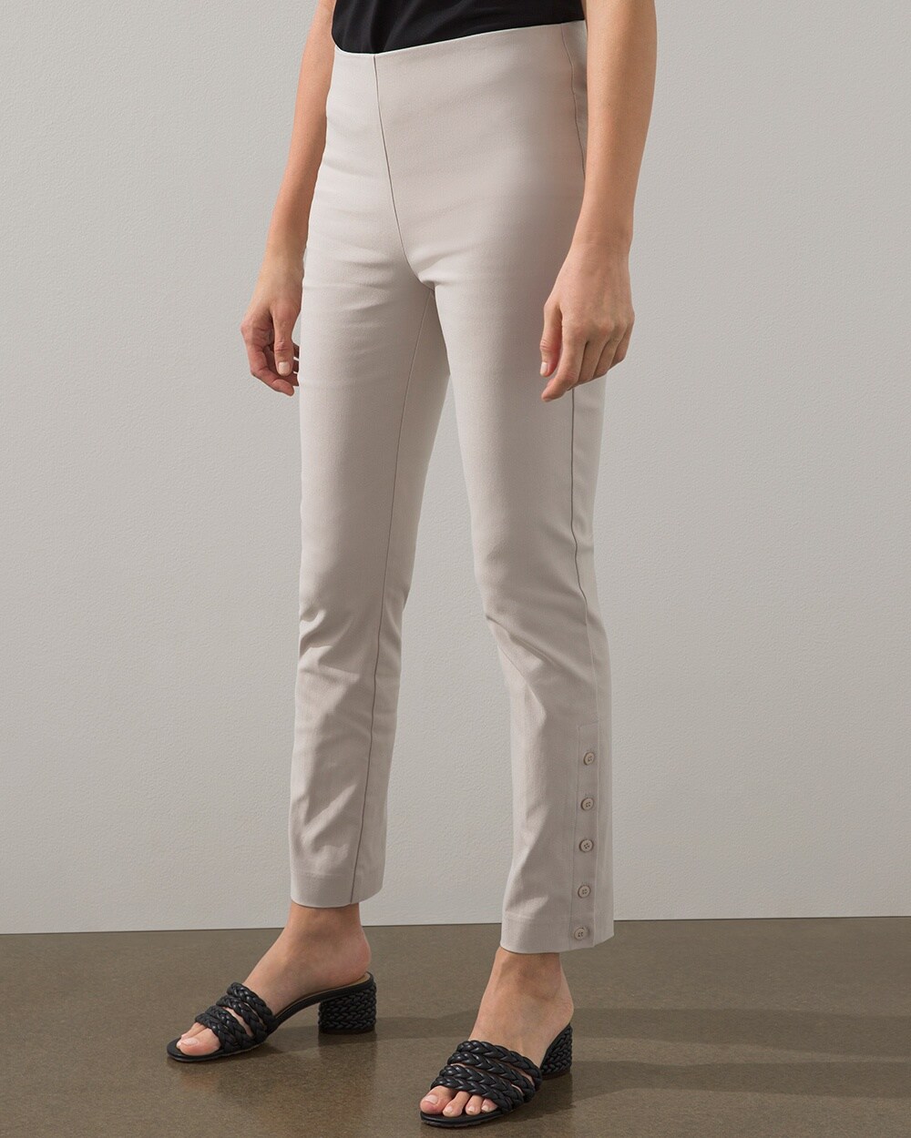 Chico's Juliet Button Hem Ankle Pants In Smokey Taupe | ModeSens