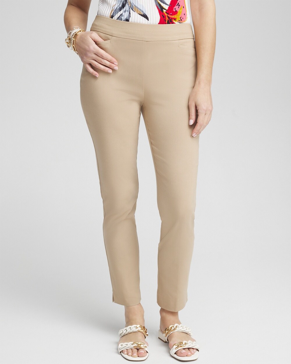 Chico's Brigitte Basic Slit Ankle Pants In Sycamore