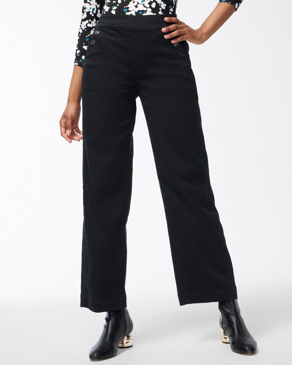 Chico's Pull-on Wide Leg Ankle Jeans In Black