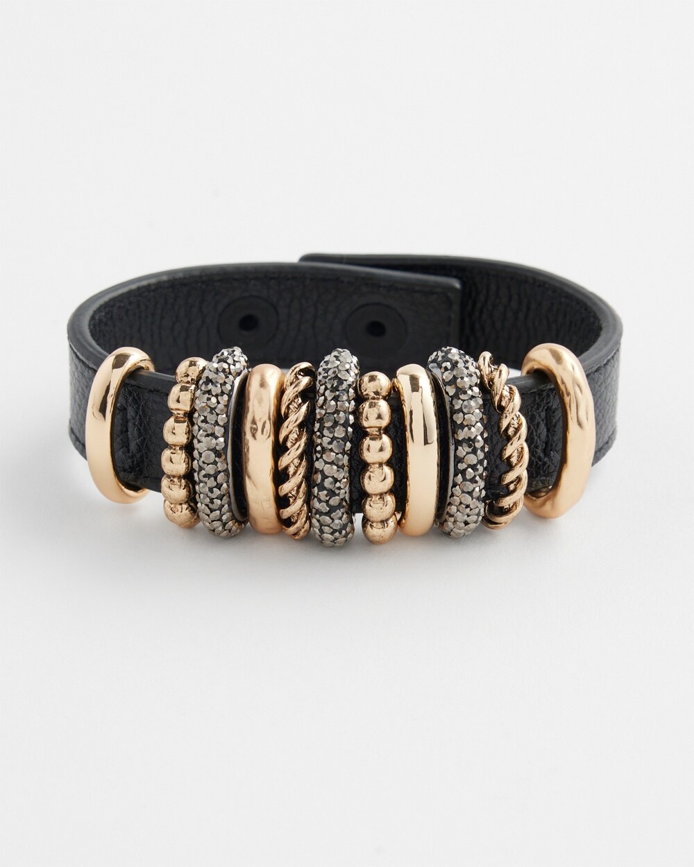 Chico's Mixed Metal Leather Bracelet |  In Gold/hemi