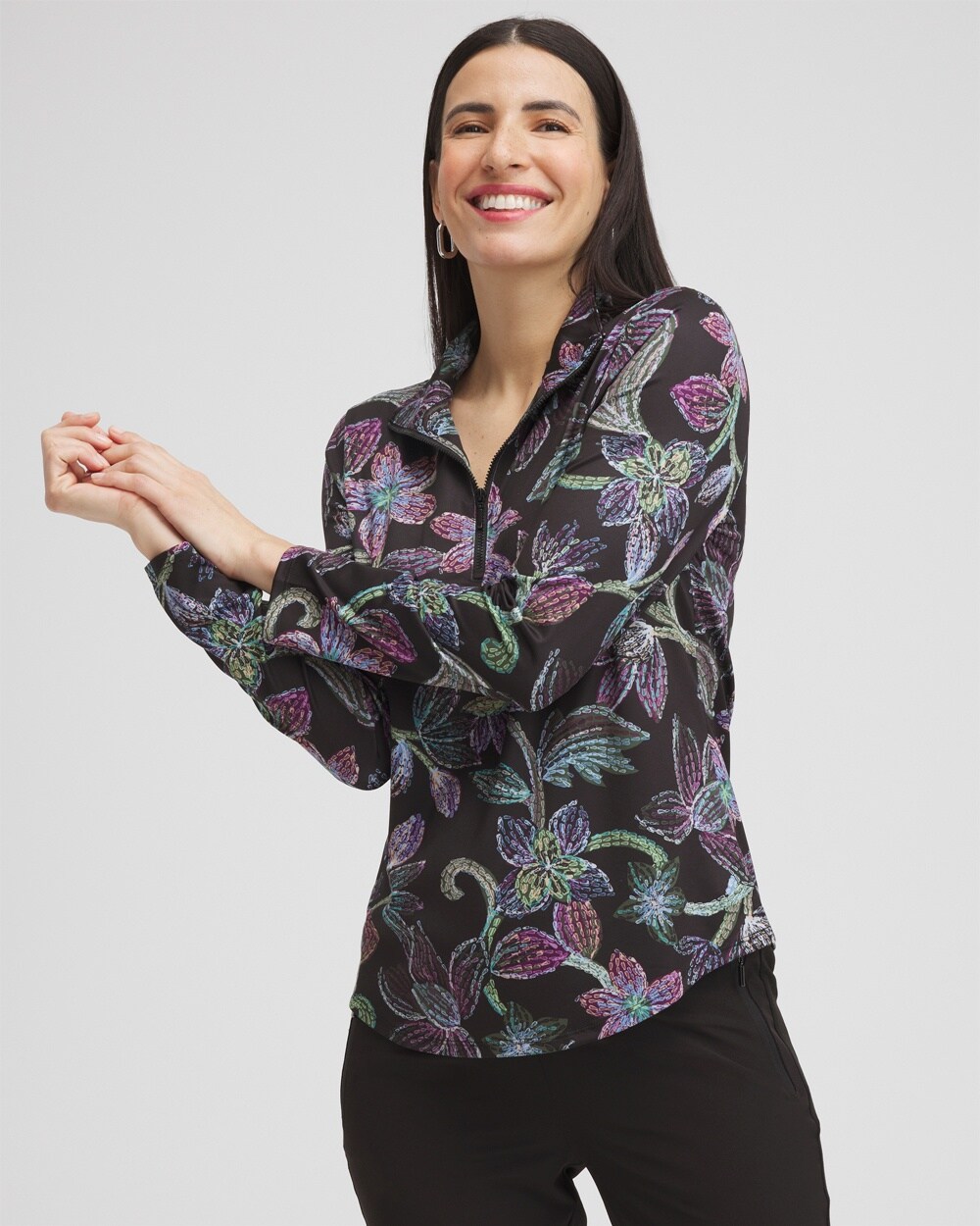 Zenergy&#174; UPF Floral Long Sleeve Top