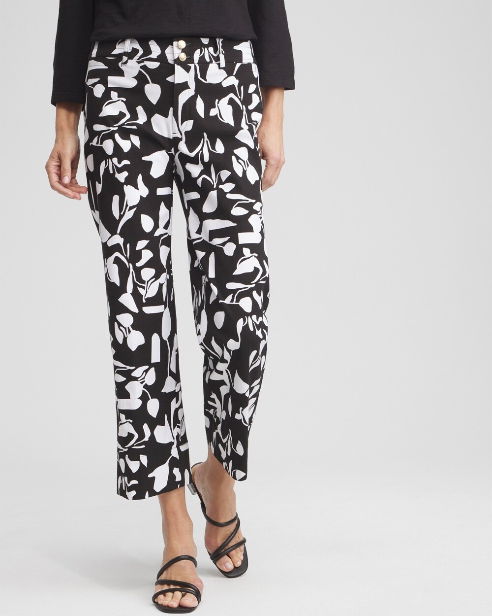 Petite Abstract Print Trapunto Cropped Pants