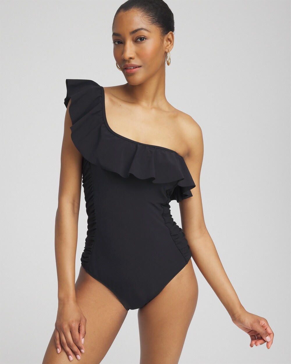 Shop Chico's Gottex One Shoulder One Piece Swimsuit In Black Size 10 |
